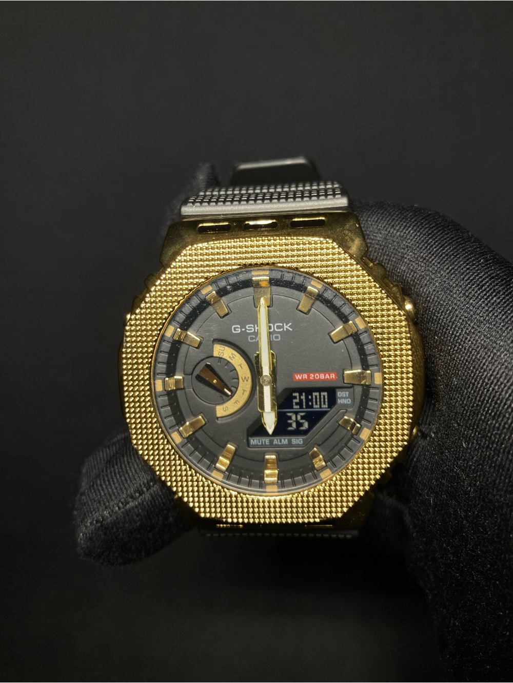 Custom G Shock Gold and Black Gm 2100 Model